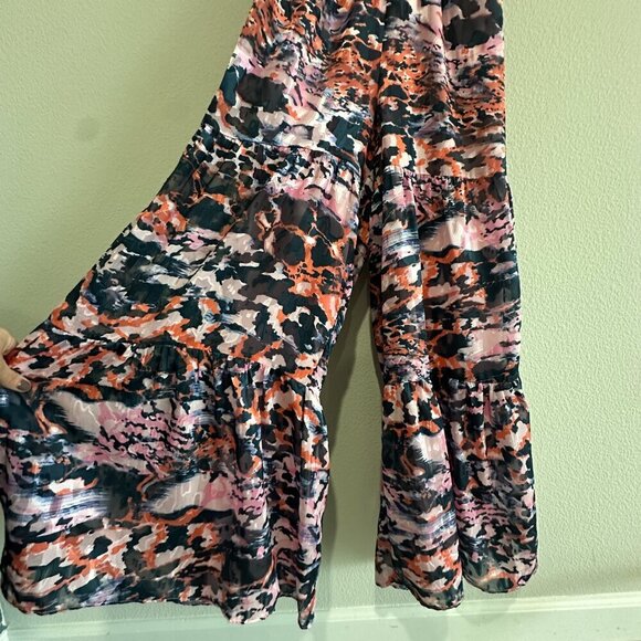 Hutch Pink Red & Navy Print Getty Halter Wide Leg Ruffle Jumpsuit - Picture 8 of 10